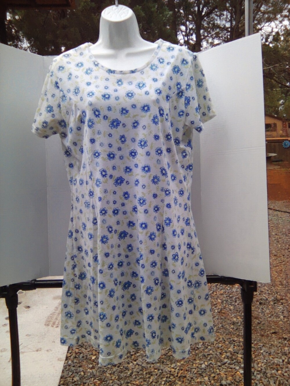 Basic Editions Blue and White Floral Mini Dress